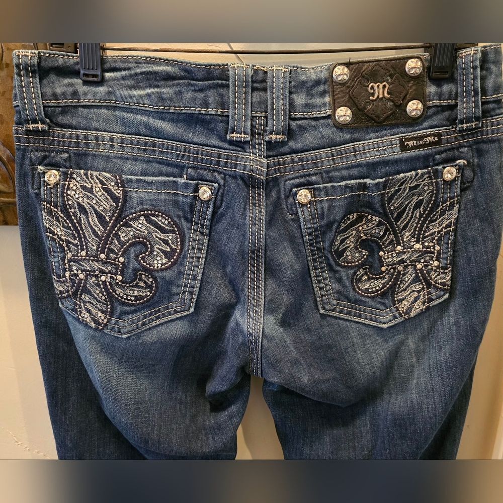 Miss Me Blue Boot Cut Jeans with Embellished Pockets 29x32